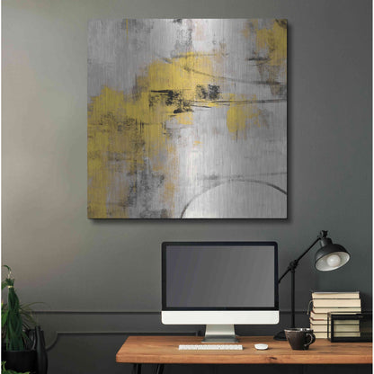 Luxe Metal Art 'Stone Gardens II Yellow' by Silvia Vassileva, Metal Wall Art,36x36