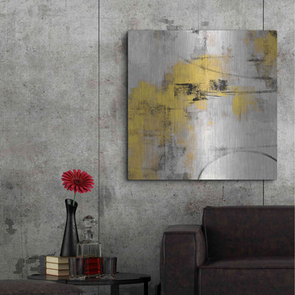 Luxe Metal Art 'Stone Gardens II Yellow' by Silvia Vassileva, Metal Wall Art,36x36