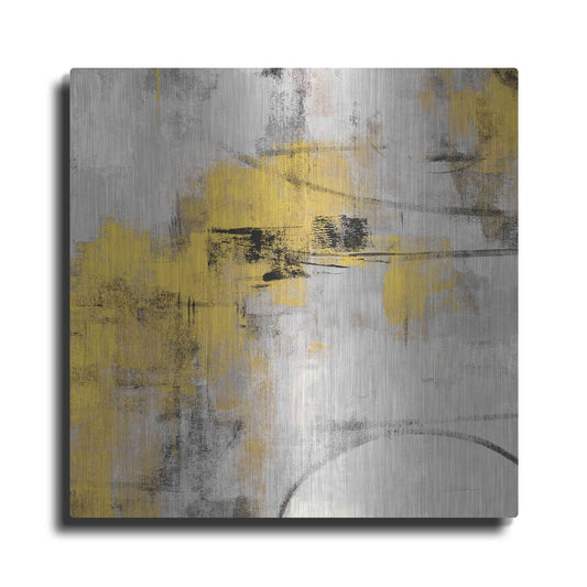 Luxe Metal Art 'Stone Gardens II Yellow' by Silvia Vassileva, Metal Wall Art