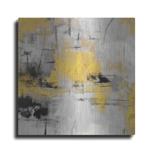 Luxe Metal Art 'Stone Gardens III Yellow' by Silvia Vassileva, Metal Wall Art