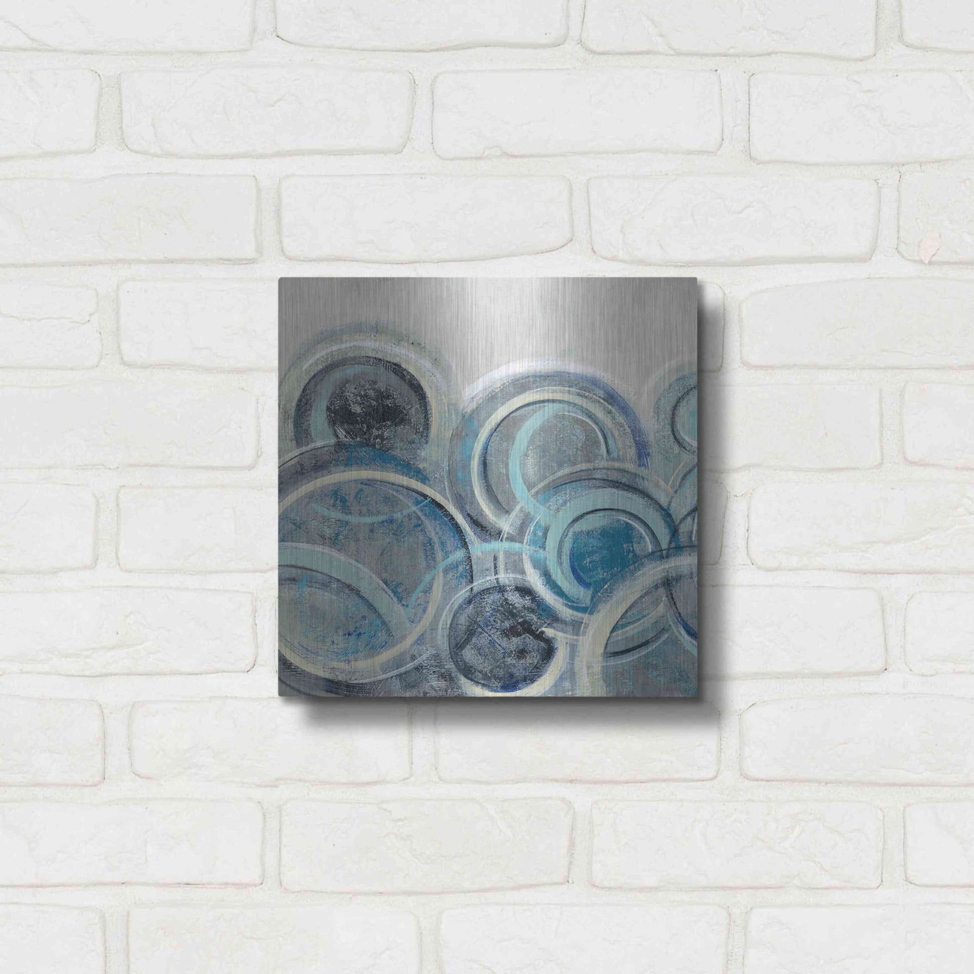 Luxe Metal Art 'Variation Blue Grey II' by Silvia Vassileva, Metal Wall Art,12x12