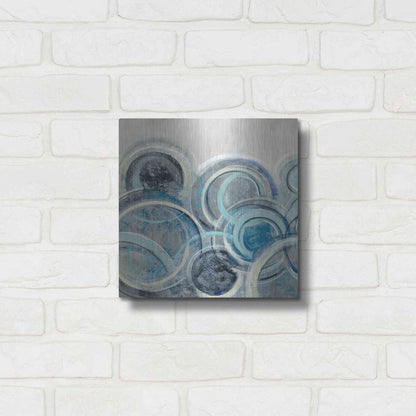 Luxe Metal Art 'Variation Blue Grey II' by Silvia Vassileva, Metal Wall Art,12x12