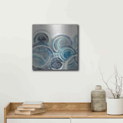 Luxe Metal Art 'Variation Blue Grey II' by Silvia Vassileva, Metal Wall Art,12x12