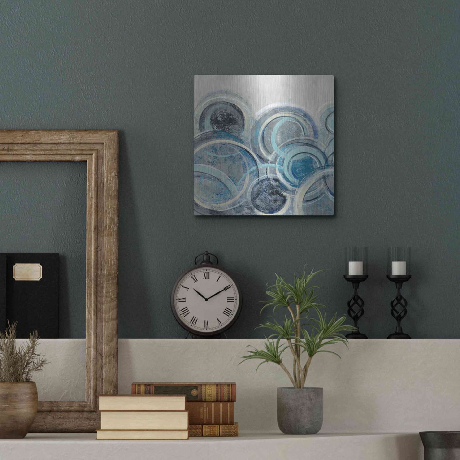 Luxe Metal Art 'Variation Blue Grey II' by Silvia Vassileva, Metal Wall Art,12x12