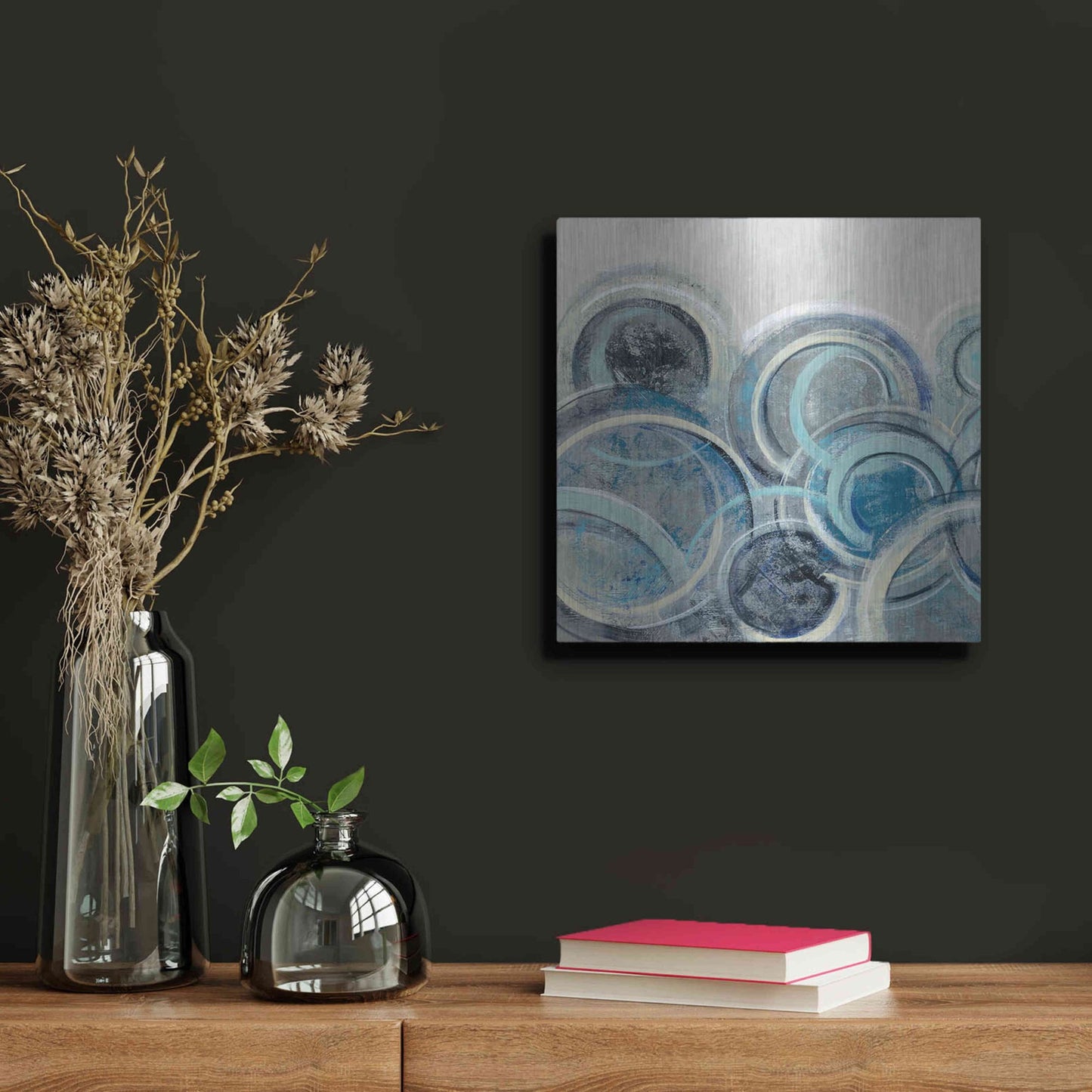 Luxe Metal Art 'Variation Blue Grey II' by Silvia Vassileva, Metal Wall Art,12x12