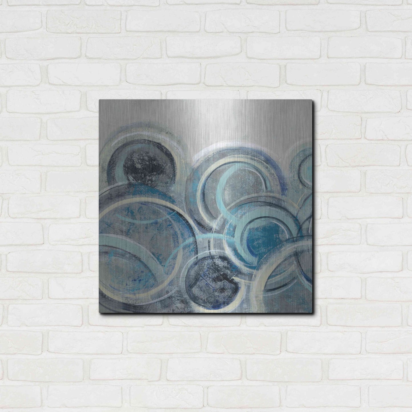 Luxe Metal Art 'Variation Blue Grey II' by Silvia Vassileva, Metal Wall Art,24x24