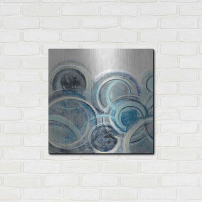 Luxe Metal Art 'Variation Blue Grey II' by Silvia Vassileva, Metal Wall Art,24x24