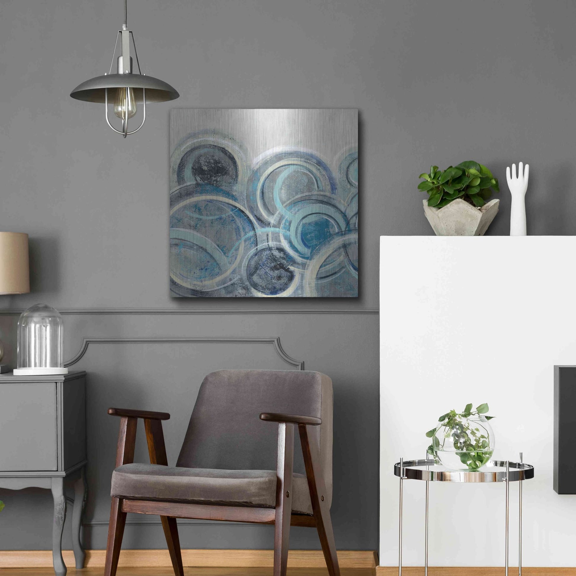 Luxe Metal Art 'Variation Blue Grey II' by Silvia Vassileva, Metal Wall Art,24x24