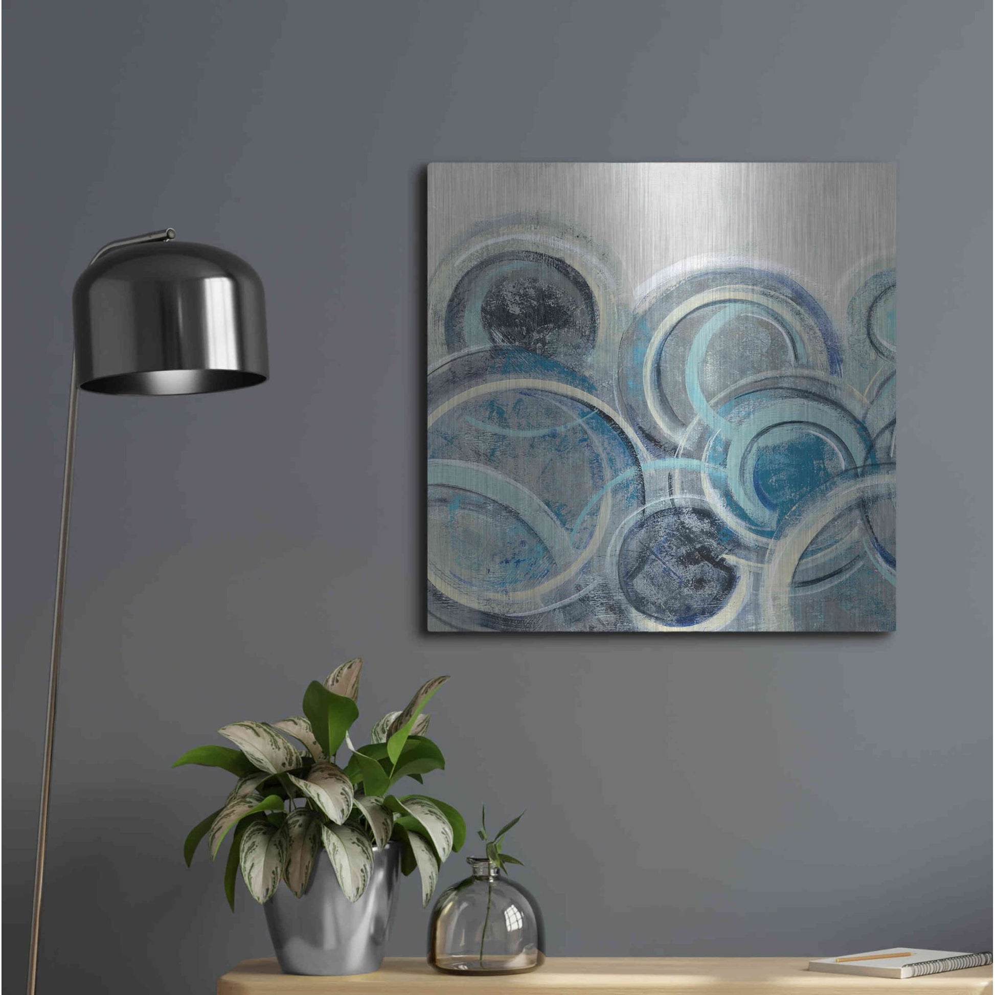 Luxe Metal Art 'Variation Blue Grey II' by Silvia Vassileva, Metal Wall Art,24x24