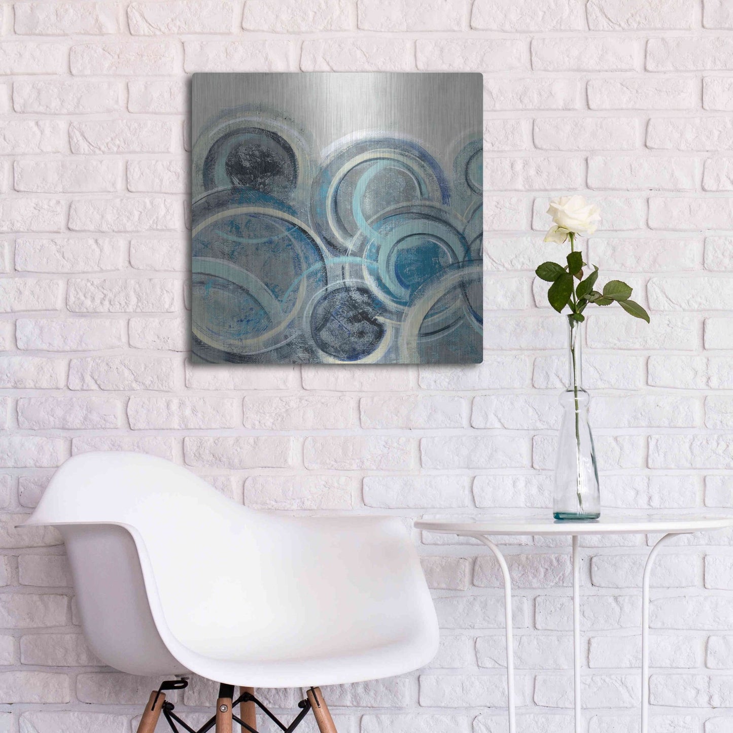Luxe Metal Art 'Variation Blue Grey II' by Silvia Vassileva, Metal Wall Art,24x24