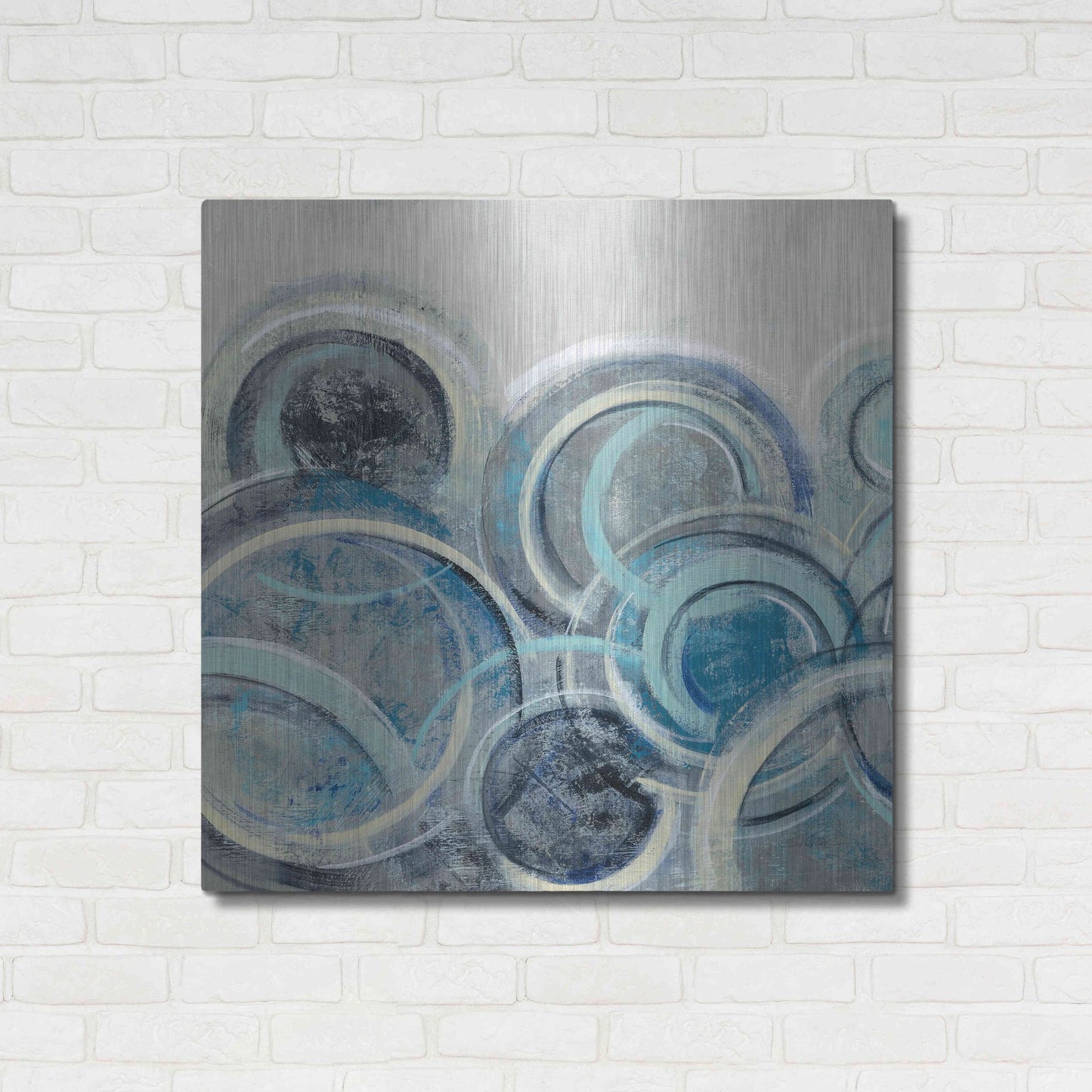 Luxe Metal Art 'Variation Blue Grey II' by Silvia Vassileva, Metal Wall Art,36x36