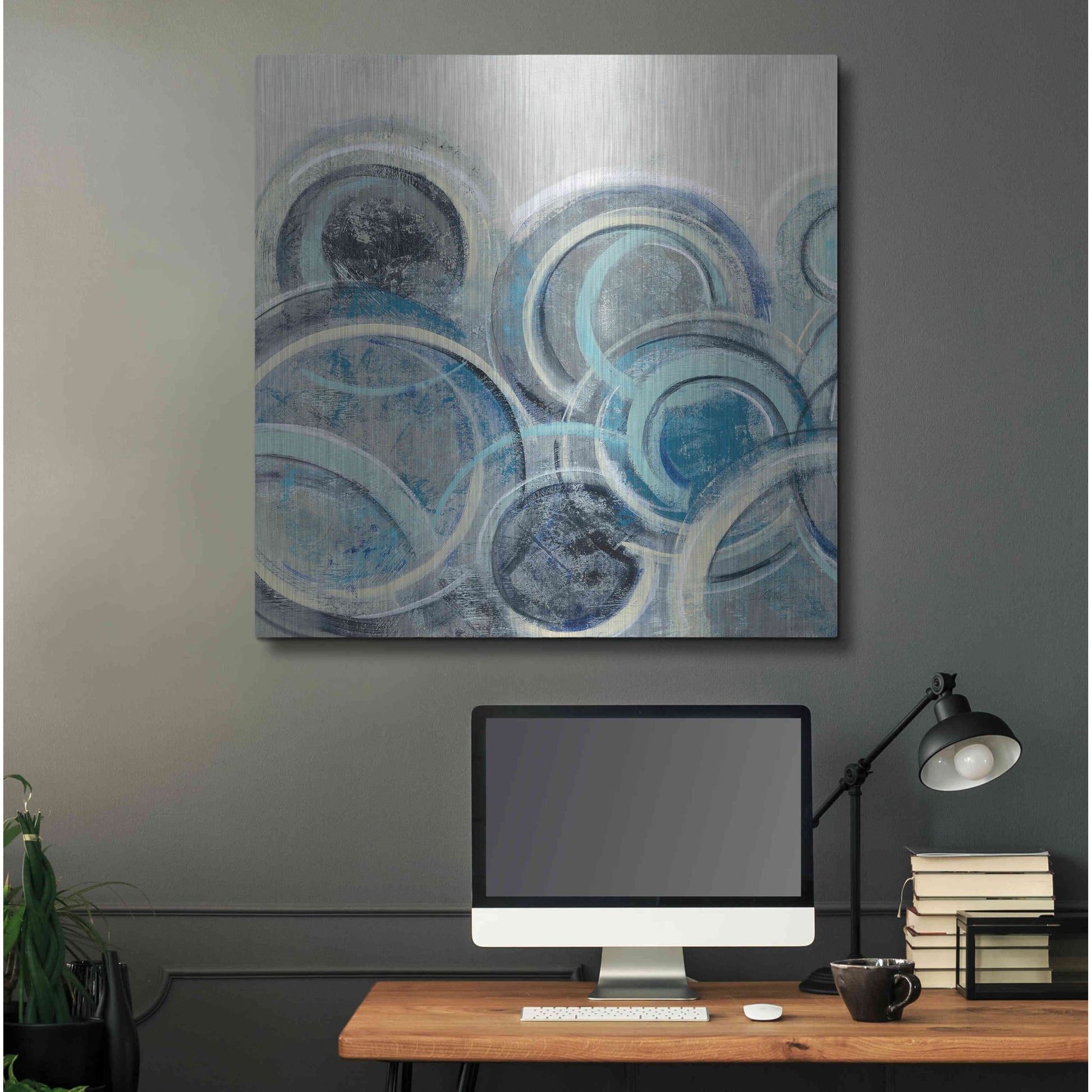 Luxe Metal Art 'Variation Blue Grey II' by Silvia Vassileva, Metal Wall Art,36x36