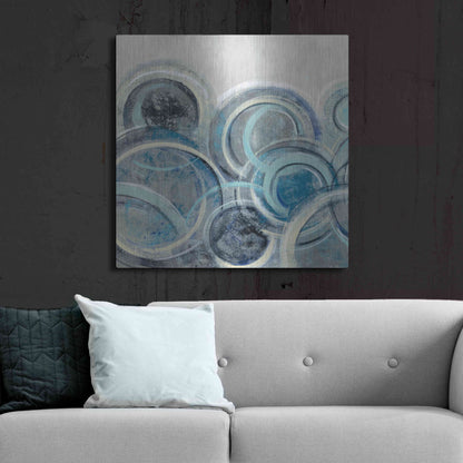 Luxe Metal Art 'Variation Blue Grey II' by Silvia Vassileva, Metal Wall Art,36x36