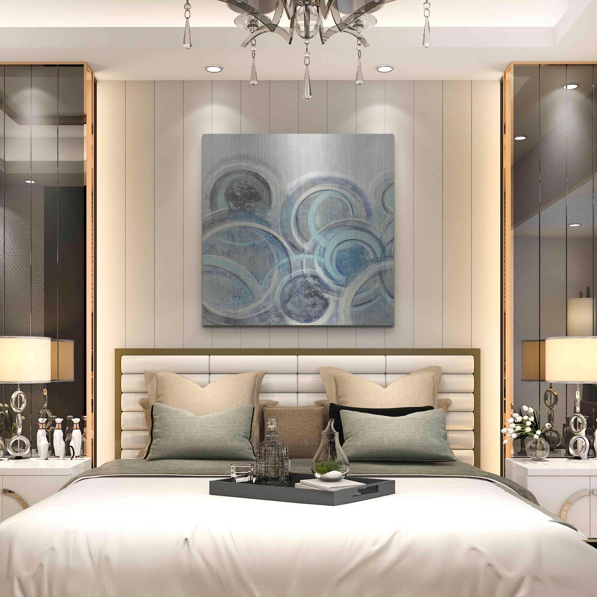 Luxe Metal Art 'Variation Blue Grey II' by Silvia Vassileva, Metal Wall Art,36x36