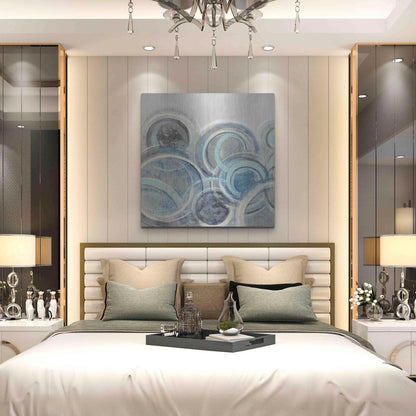 Luxe Metal Art 'Variation Blue Grey II' by Silvia Vassileva, Metal Wall Art,36x36