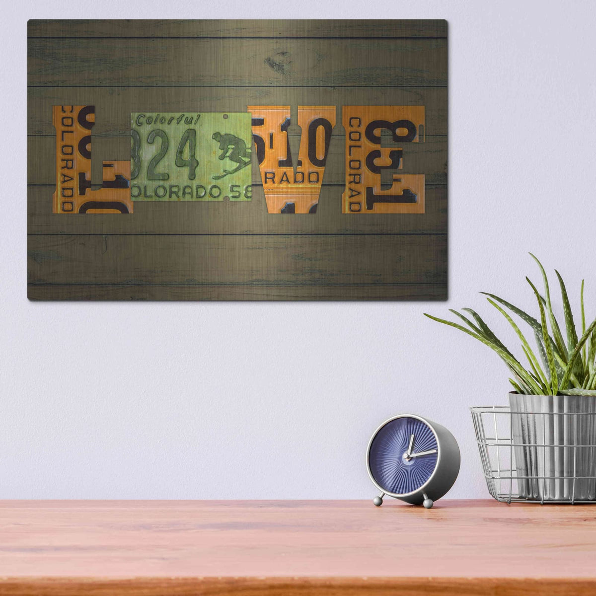 'CO State Love' by Design Turnpike – Metal Wall Art, 16x12 room view