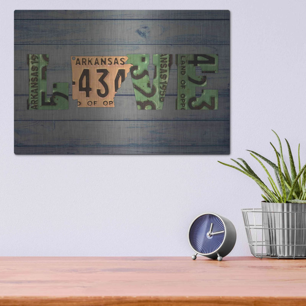 'AR State Love 2' by Design Turnpike – Metal Wall Art, 16x12 room view