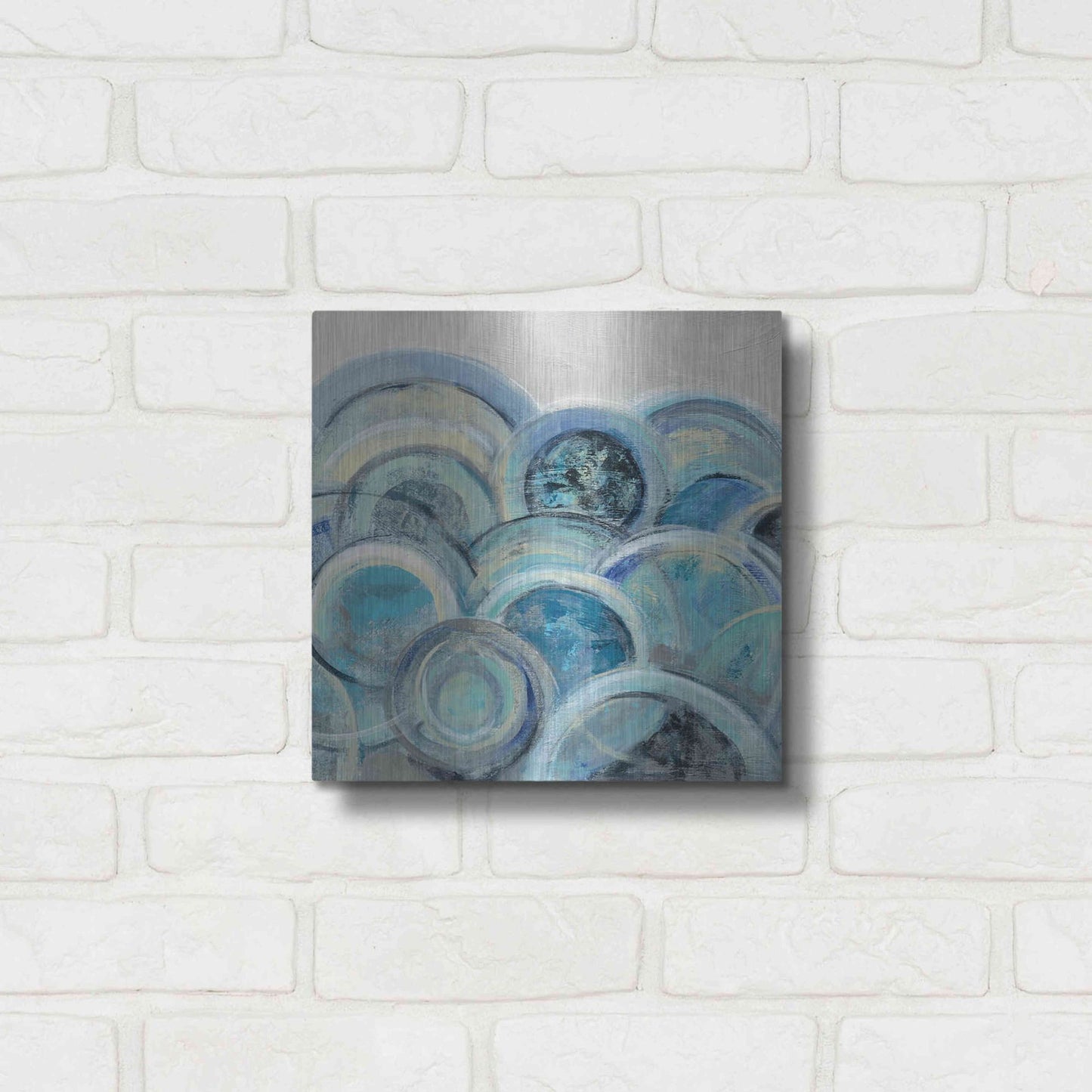 Luxe Metal Art 'Variation Blue Grey III' by Silvia Vassileva, Metal Wall Art,12x12