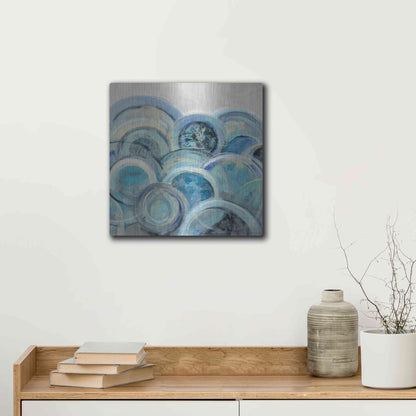 Luxe Metal Art 'Variation Blue Grey III' by Silvia Vassileva, Metal Wall Art,12x12
