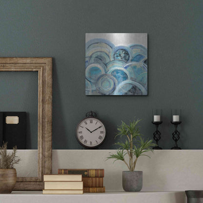 Luxe Metal Art 'Variation Blue Grey III' by Silvia Vassileva, Metal Wall Art,12x12