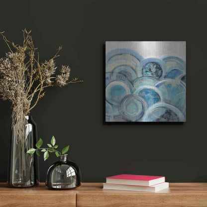 Luxe Metal Art 'Variation Blue Grey III' by Silvia Vassileva, Metal Wall Art,12x12
