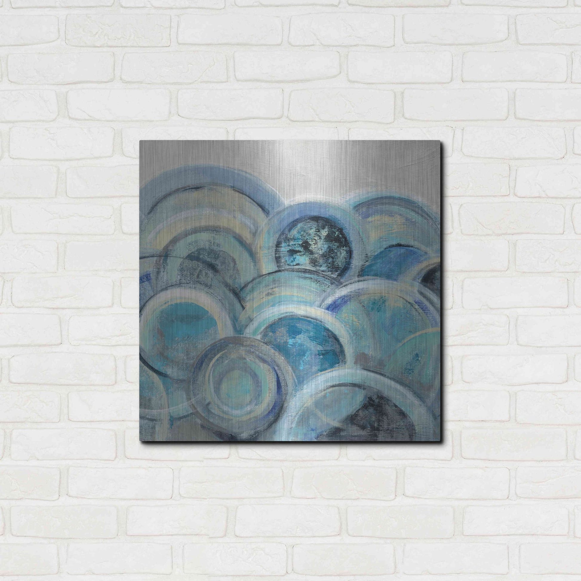 Luxe Metal Art 'Variation Blue Grey III' by Silvia Vassileva, Metal Wall Art,24x24