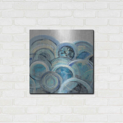 Luxe Metal Art 'Variation Blue Grey III' by Silvia Vassileva, Metal Wall Art,24x24