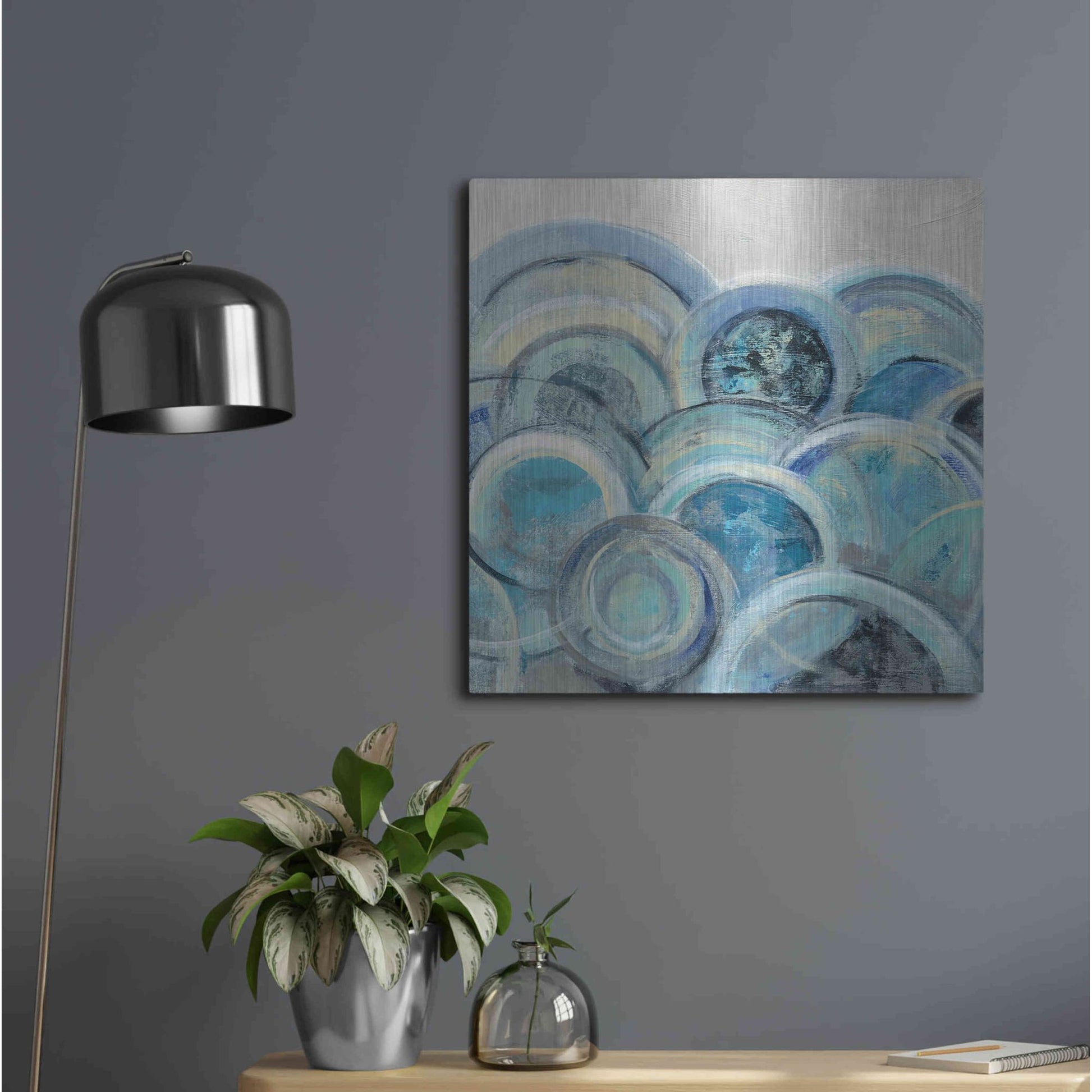Luxe Metal Art 'Variation Blue Grey III' by Silvia Vassileva, Metal Wall Art,24x24