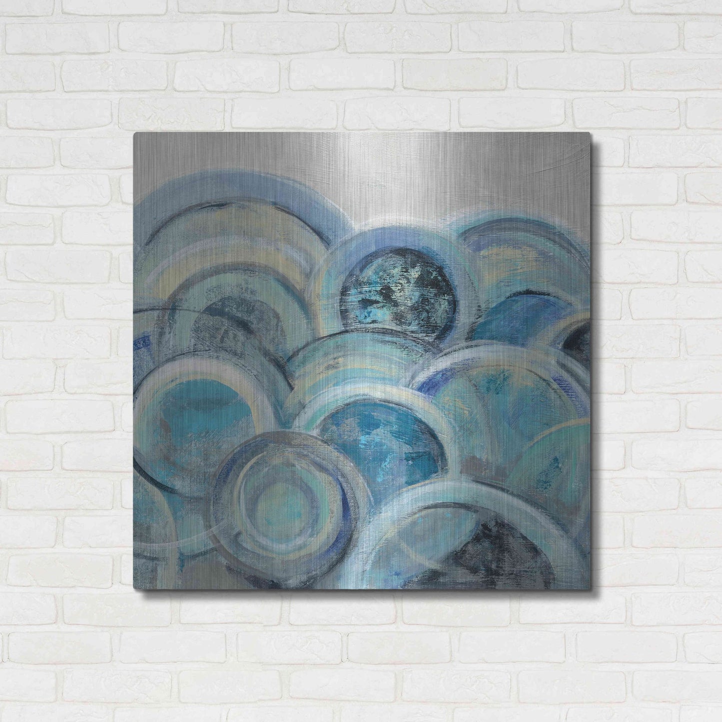 Luxe Metal Art 'Variation Blue Grey III' by Silvia Vassileva, Metal Wall Art,36x36