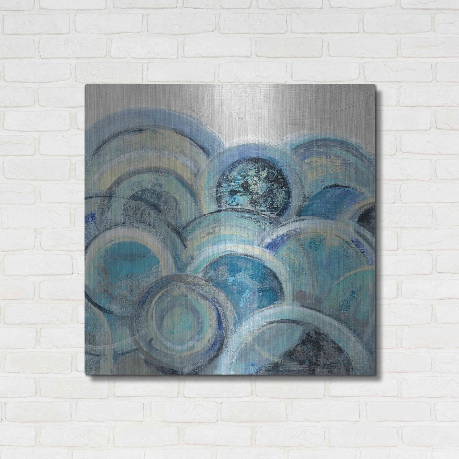 Luxe Metal Art 'Variation Blue Grey III' by Silvia Vassileva, Metal Wall Art,36x36