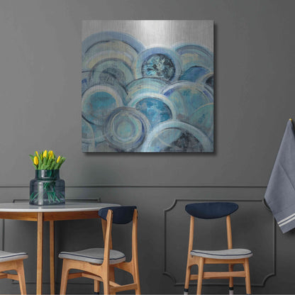 Luxe Metal Art 'Variation Blue Grey III' by Silvia Vassileva, Metal Wall Art,36x36