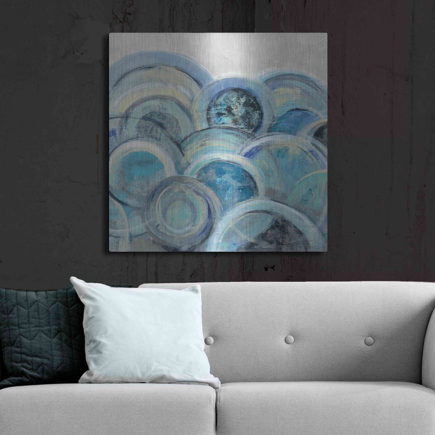 Luxe Metal Art 'Variation Blue Grey III' by Silvia Vassileva, Metal Wall Art,36x36