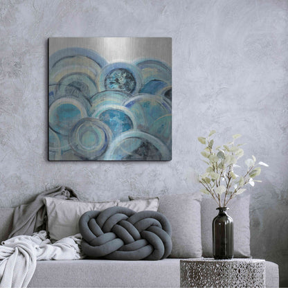 Luxe Metal Art 'Variation Blue Grey III' by Silvia Vassileva, Metal Wall Art,36x36
