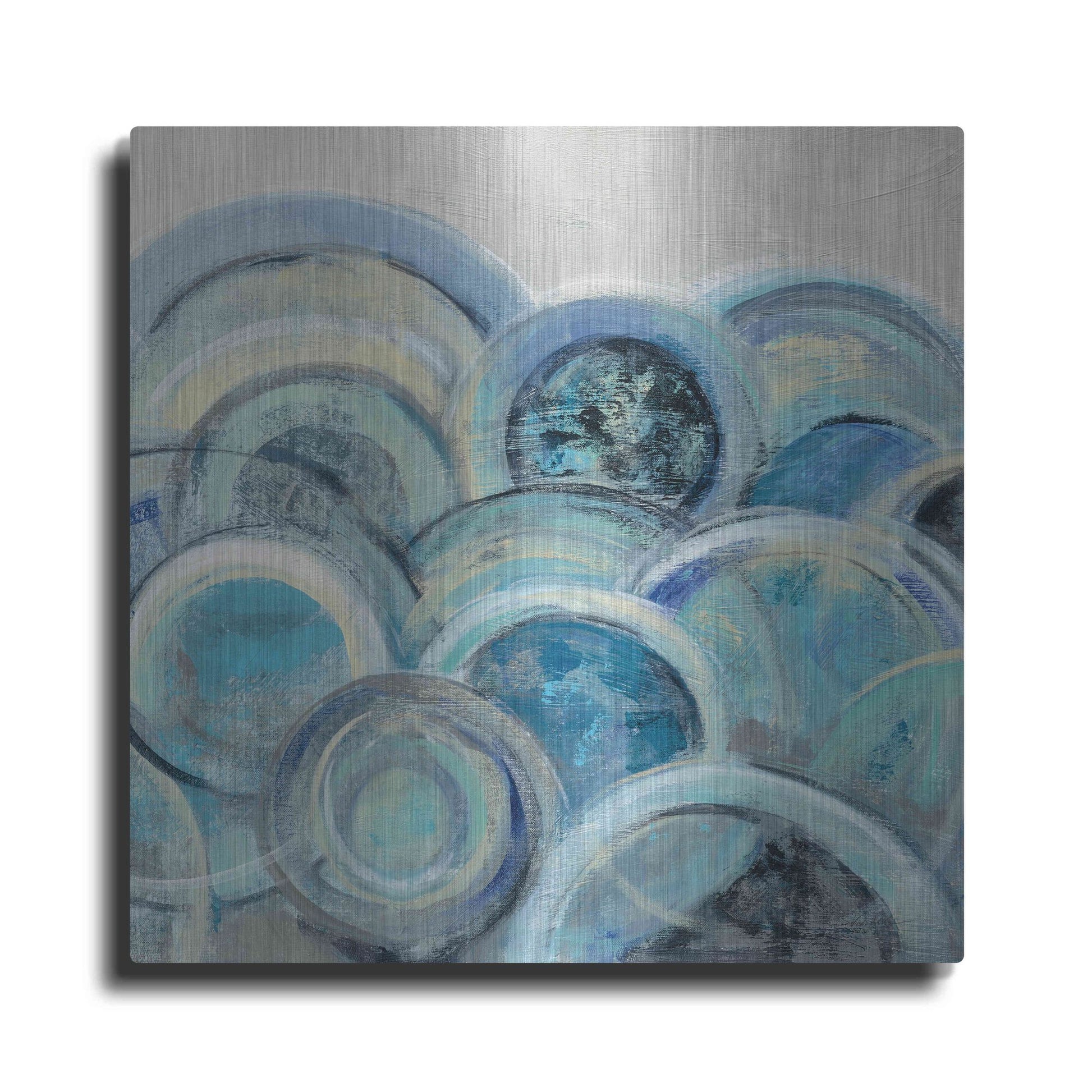 Luxe Metal Art 'Variation Blue Grey III' by Silvia Vassileva, Metal Wall Art