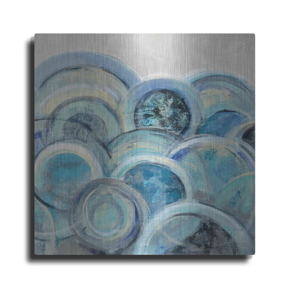 Luxe Metal Art 'Variation Blue Grey III' by Silvia Vassileva, Metal Wall Art