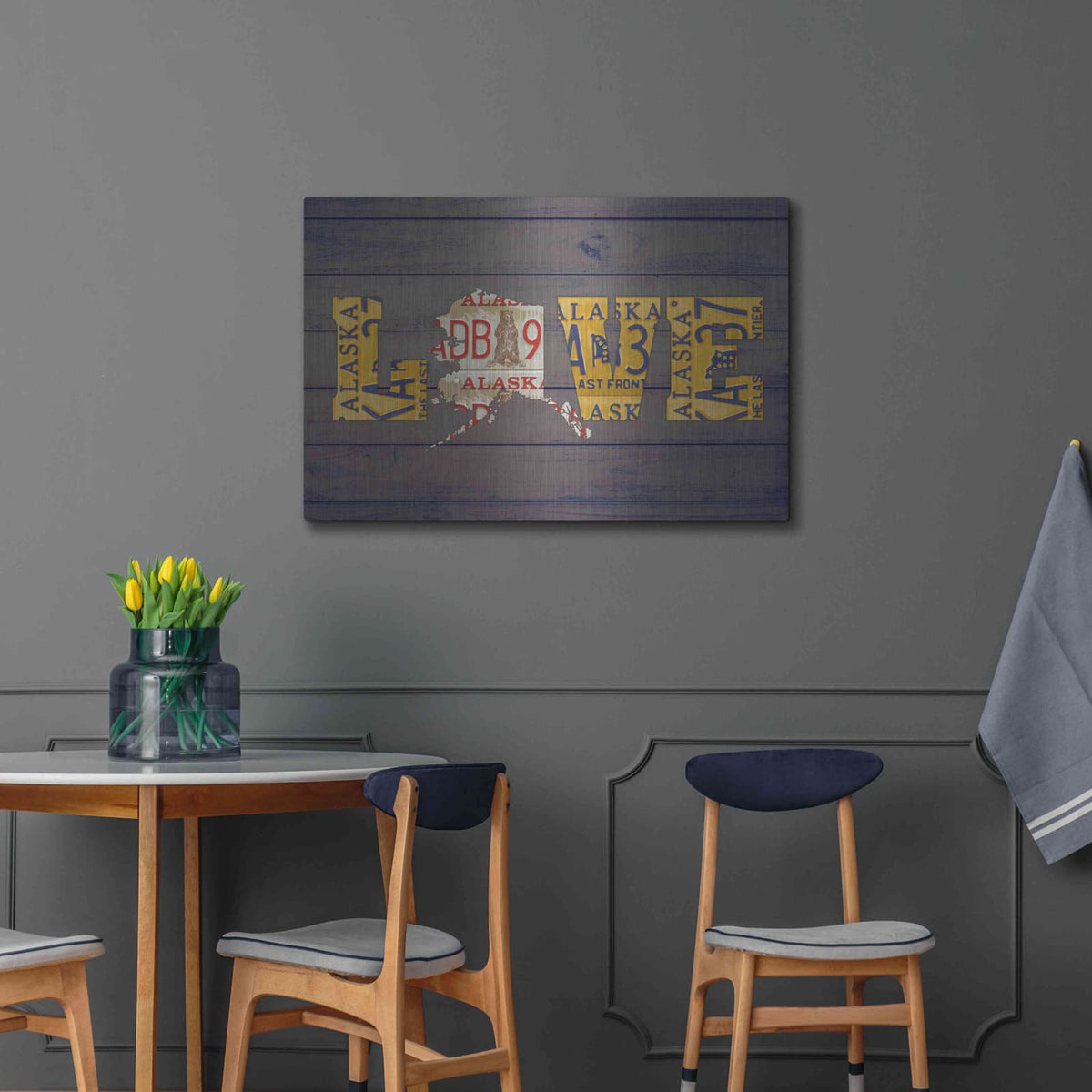 'AK State Love' by Design Turnpike – Metal Wall Art, 36x24 room view