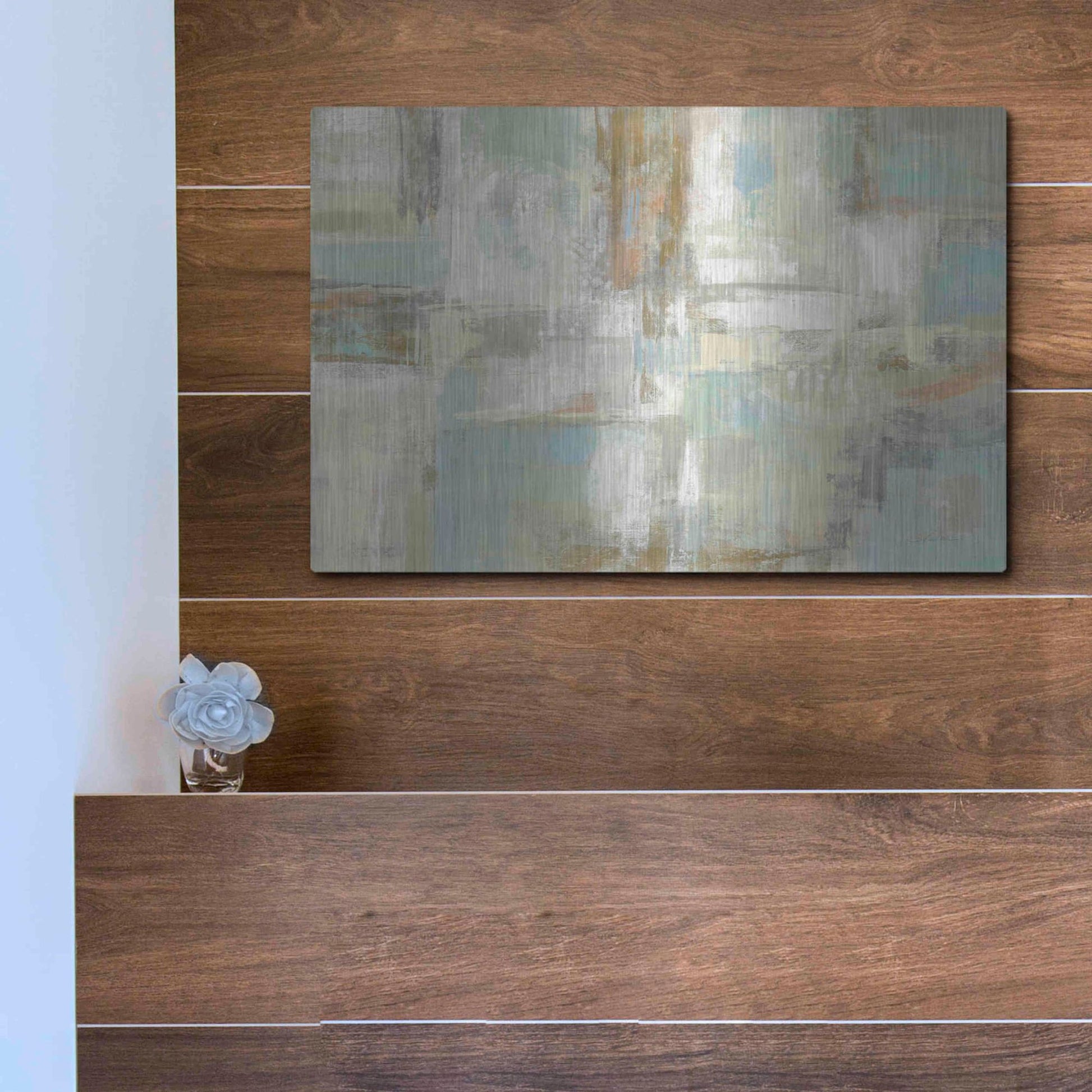 Luxe Metal Art 'Shades of Celedon' by Silvia Vassileva, Metal Wall Art,16x12