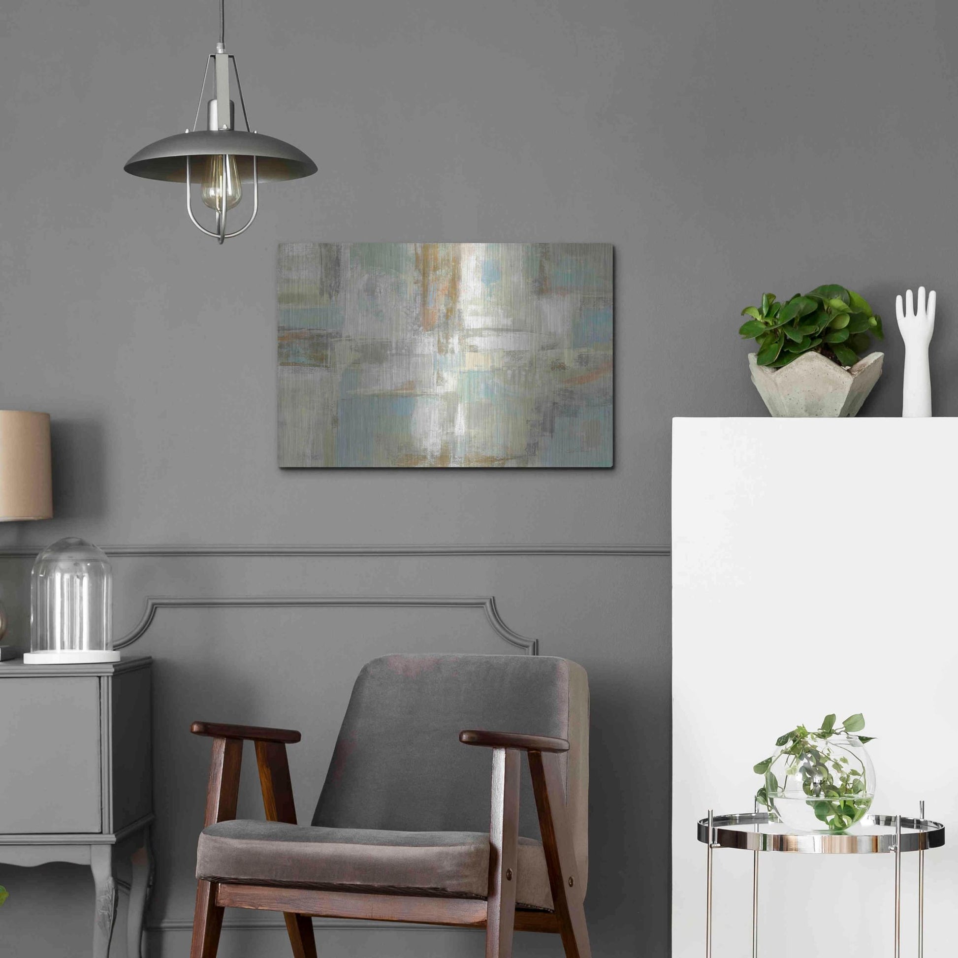 Luxe Metal Art 'Shades of Celedon' by Silvia Vassileva, Metal Wall Art,24x16