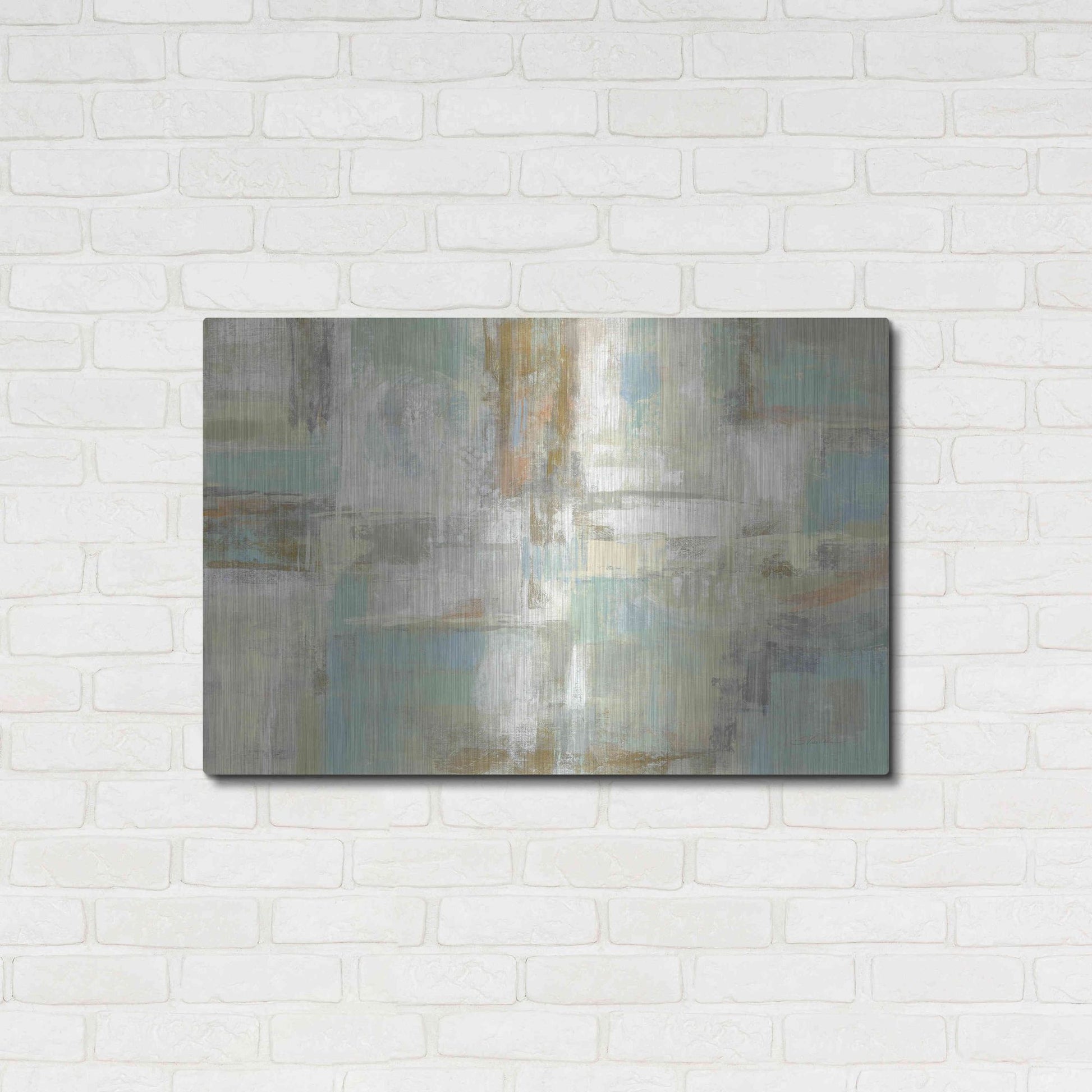 Luxe Metal Art 'Shades of Celedon' by Silvia Vassileva, Metal Wall Art,36x24