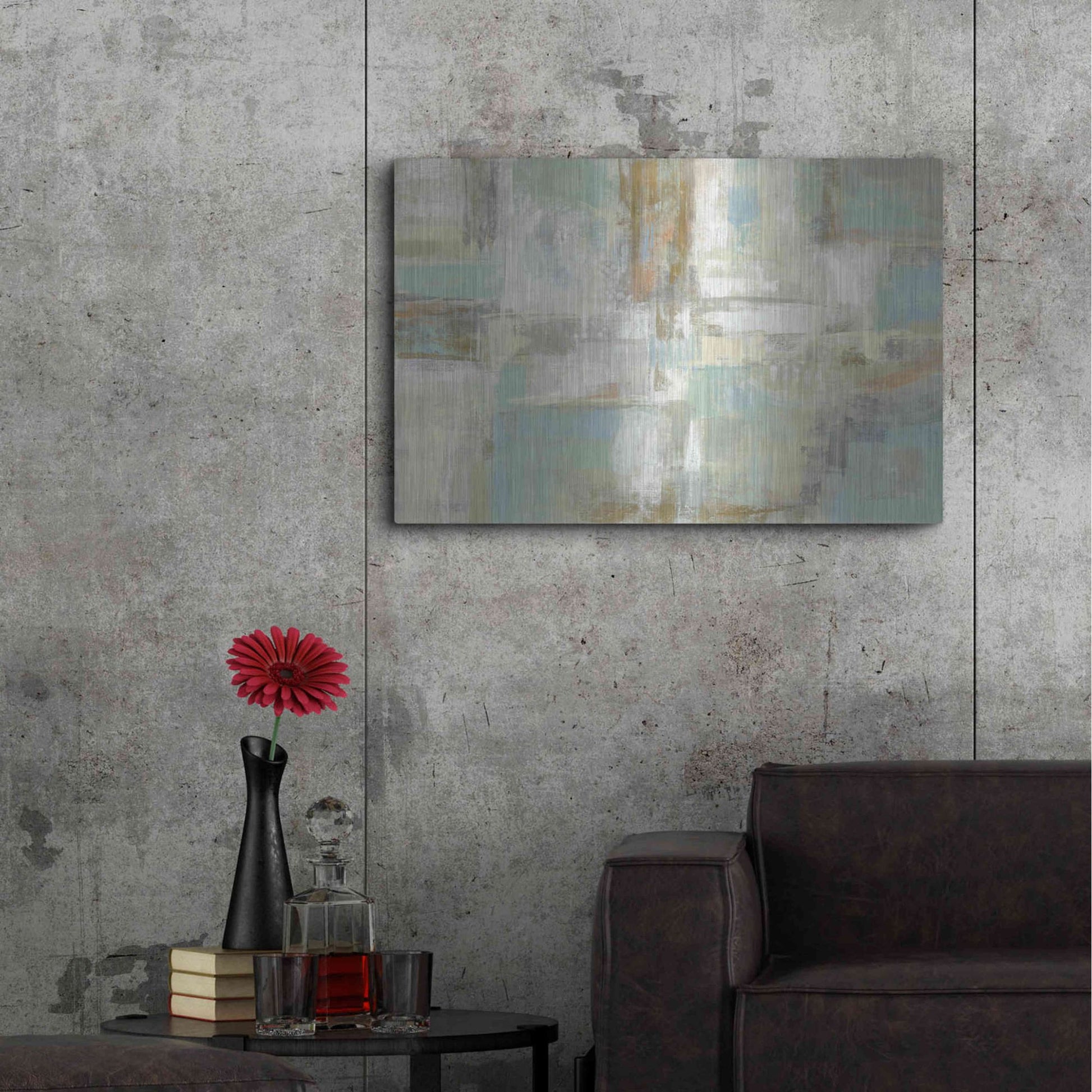 Luxe Metal Art 'Shades of Celedon' by Silvia Vassileva, Metal Wall Art,36x24