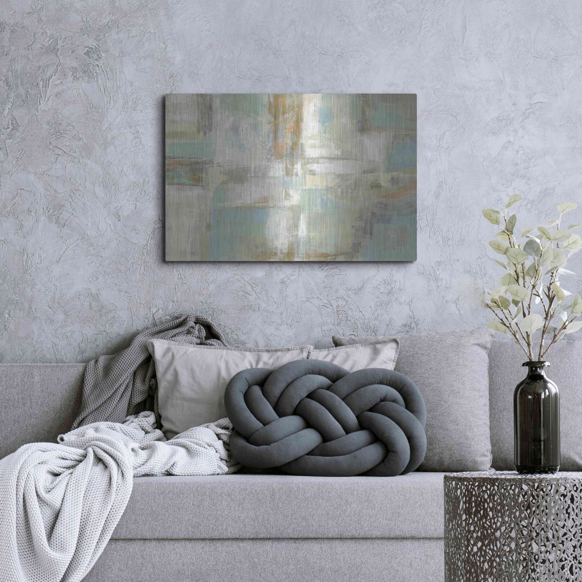 Luxe Metal Art 'Shades of Celedon' by Silvia Vassileva, Metal Wall Art,36x24