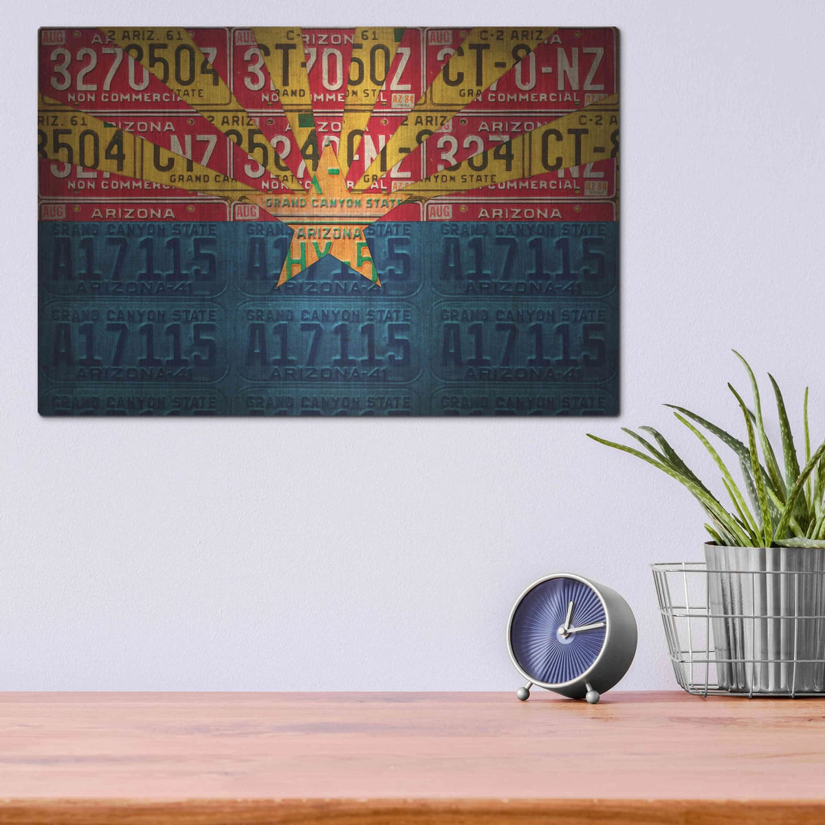 'Arizona State Flag License Plates' by Design Turnpike – Metal Wall Art, 16x12 room view