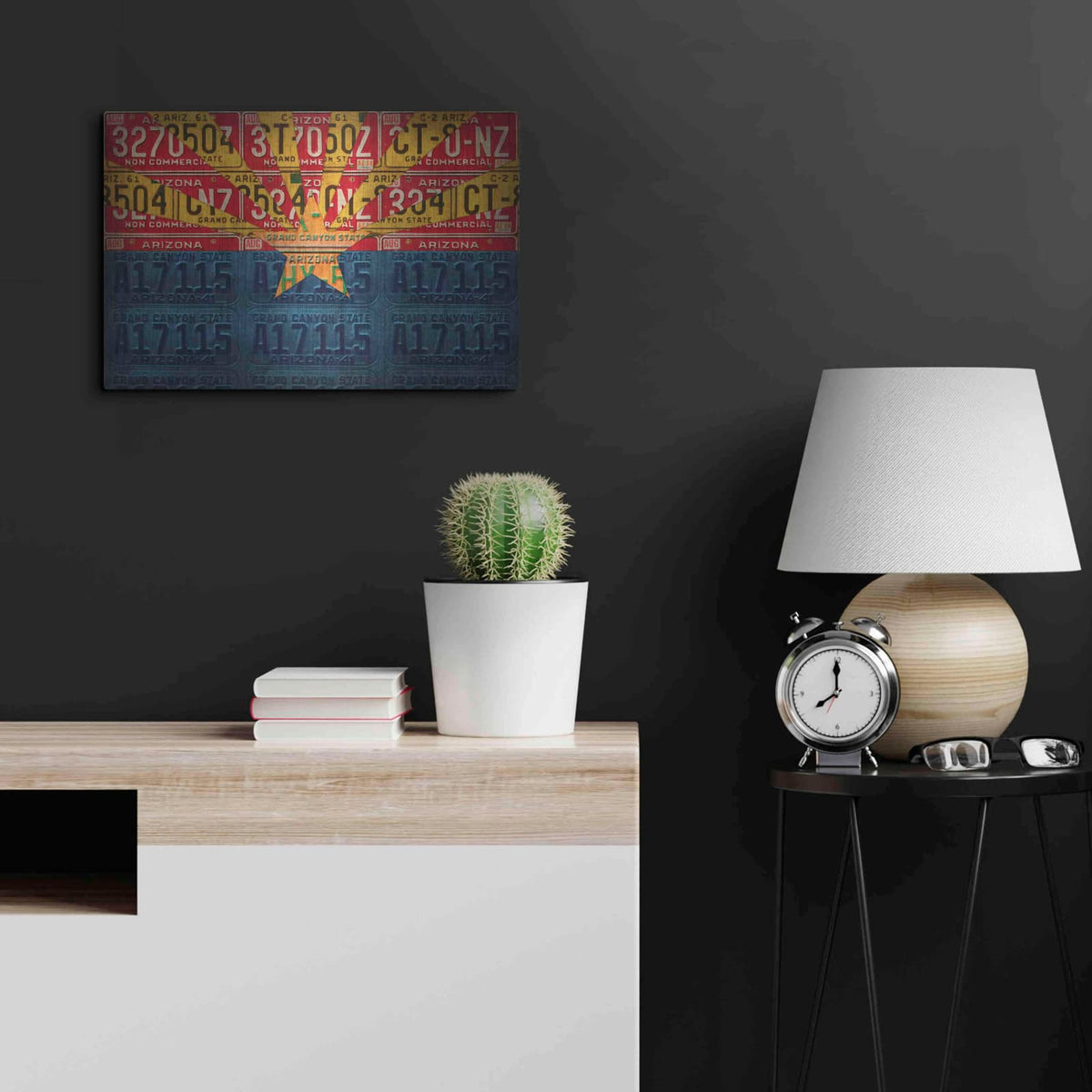 'Arizona State Flag License Plates' by Design Turnpike – Metal Wall Art, 24x16 room view