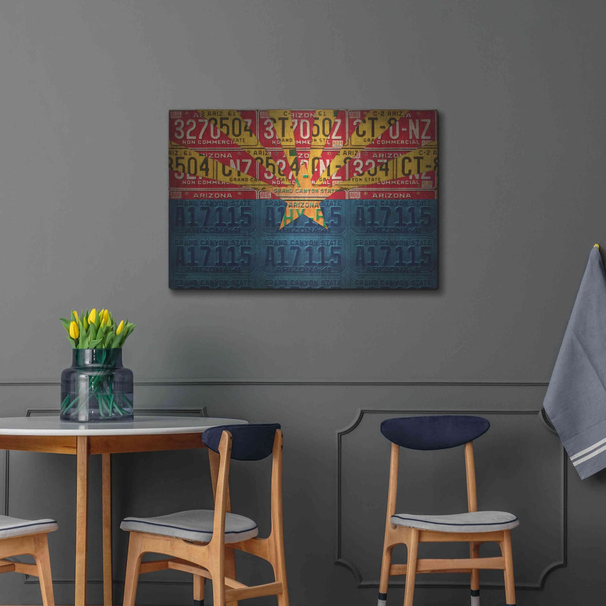 'Arizona State Flag License Plates' by Design Turnpike – Metal Wall Art, 36x24 room view