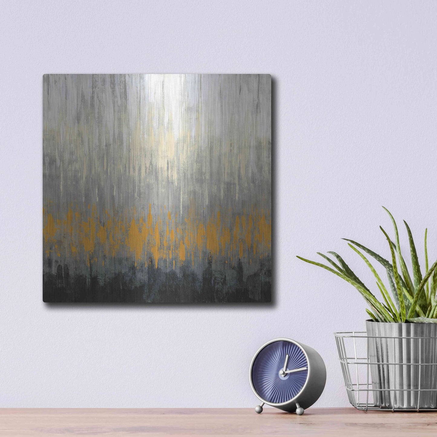 Luxe Metal Art 'Rain On The Asphalt' by Silvia Vassileva, Metal Wall Art,12x12