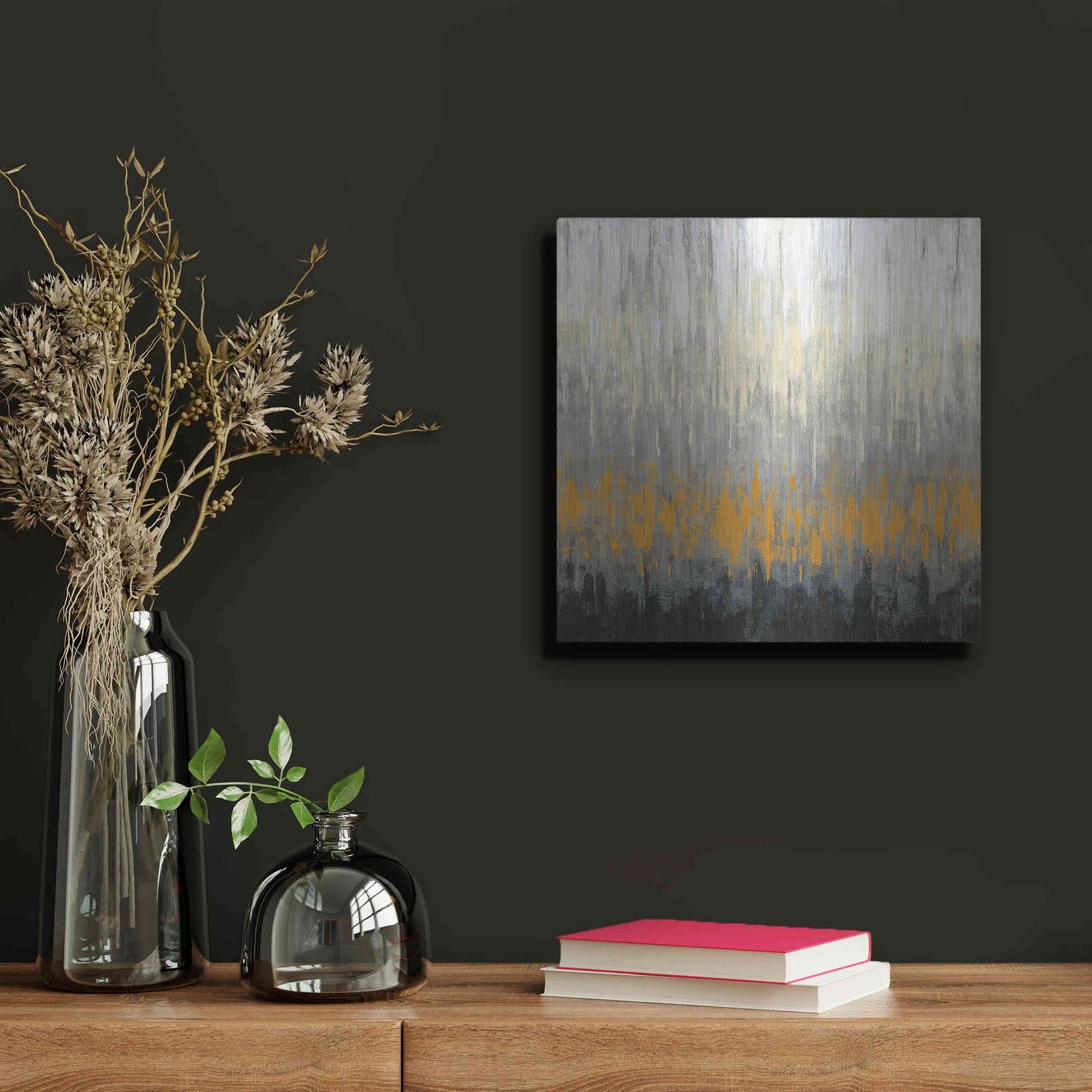 Luxe Metal Art 'Rain On The Asphalt' by Silvia Vassileva, Metal Wall Art,12x12