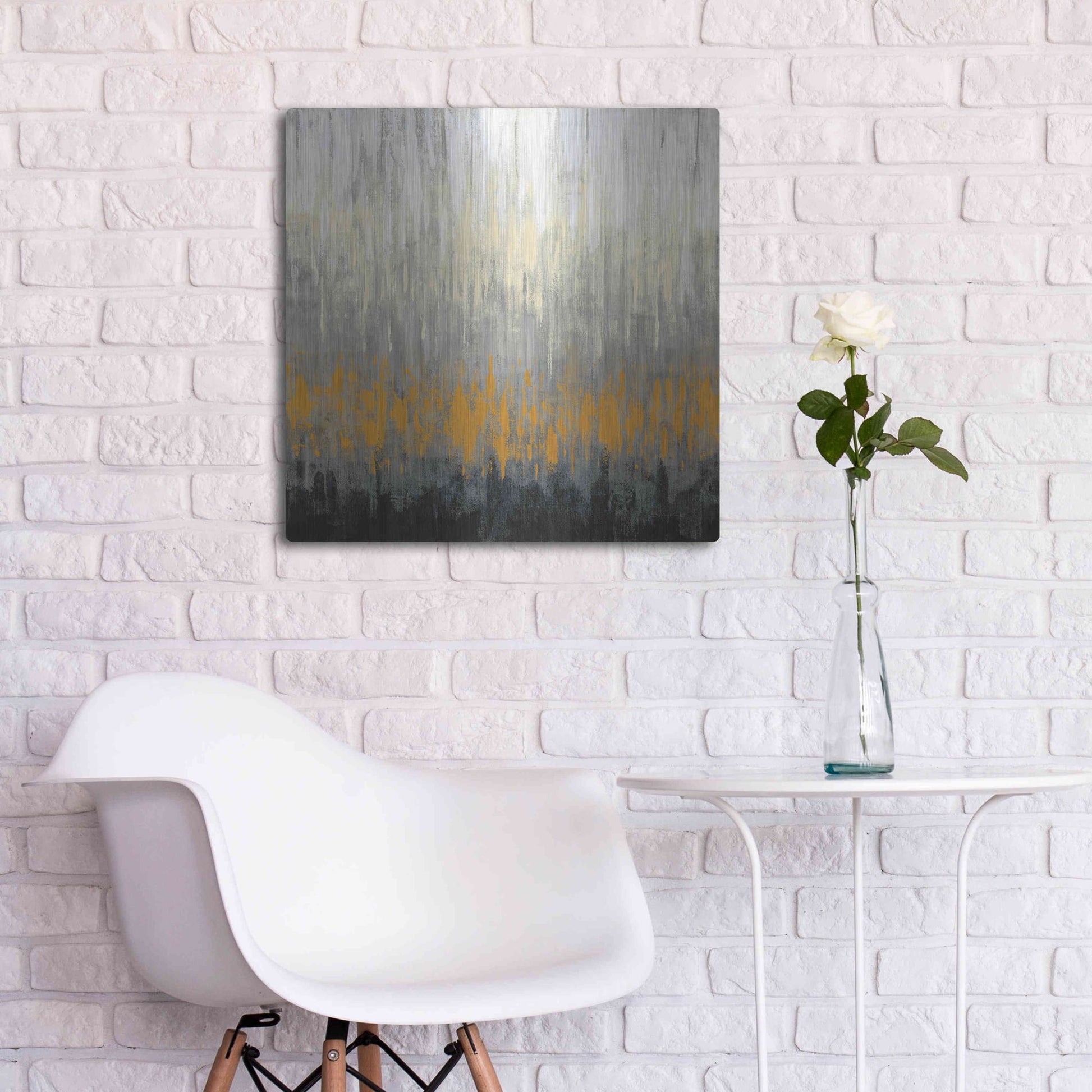 Luxe Metal Art 'Rain On The Asphalt' by Silvia Vassileva, Metal Wall Art,24x24