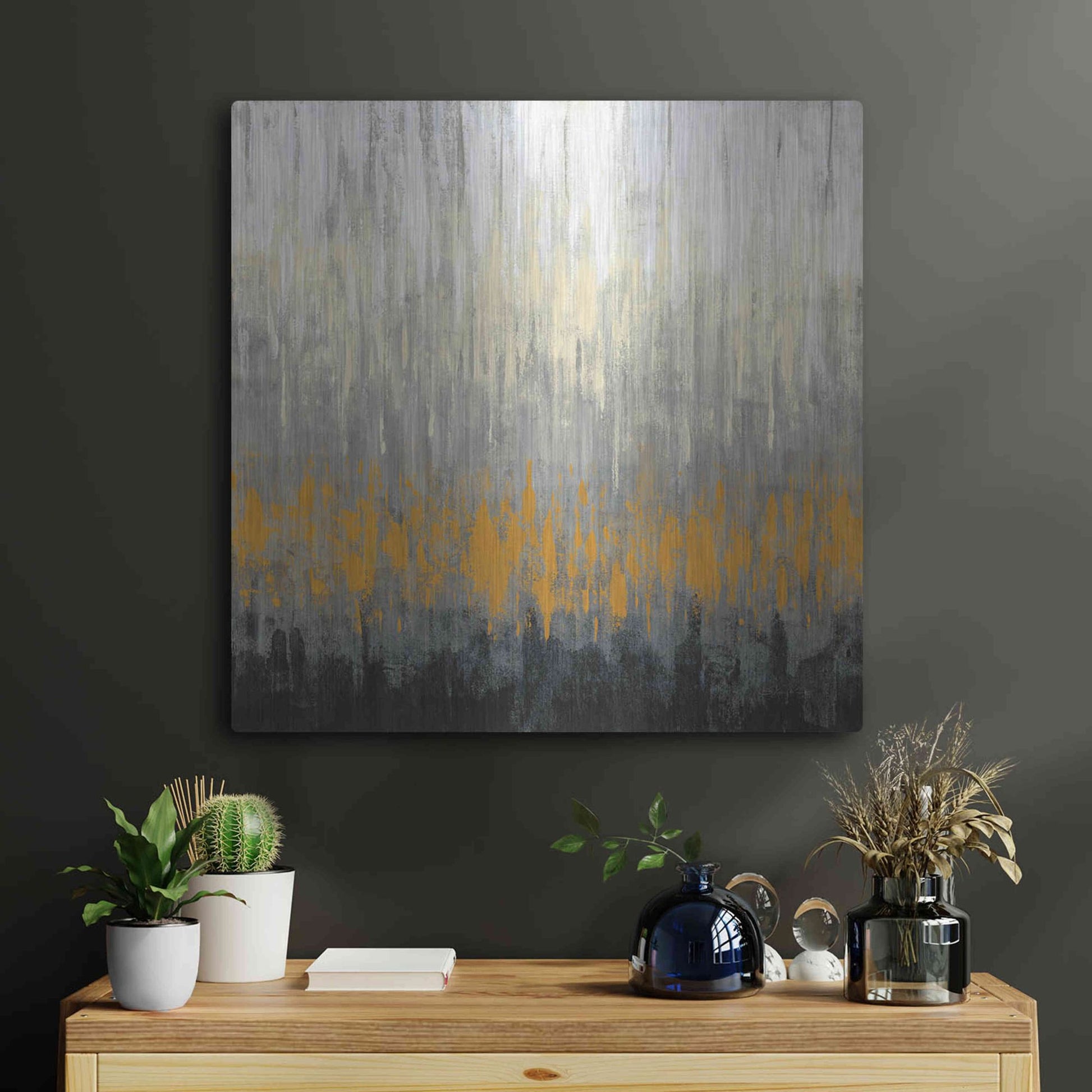 Luxe Metal Art 'Rain On The Asphalt' by Silvia Vassileva, Metal Wall Art,24x24