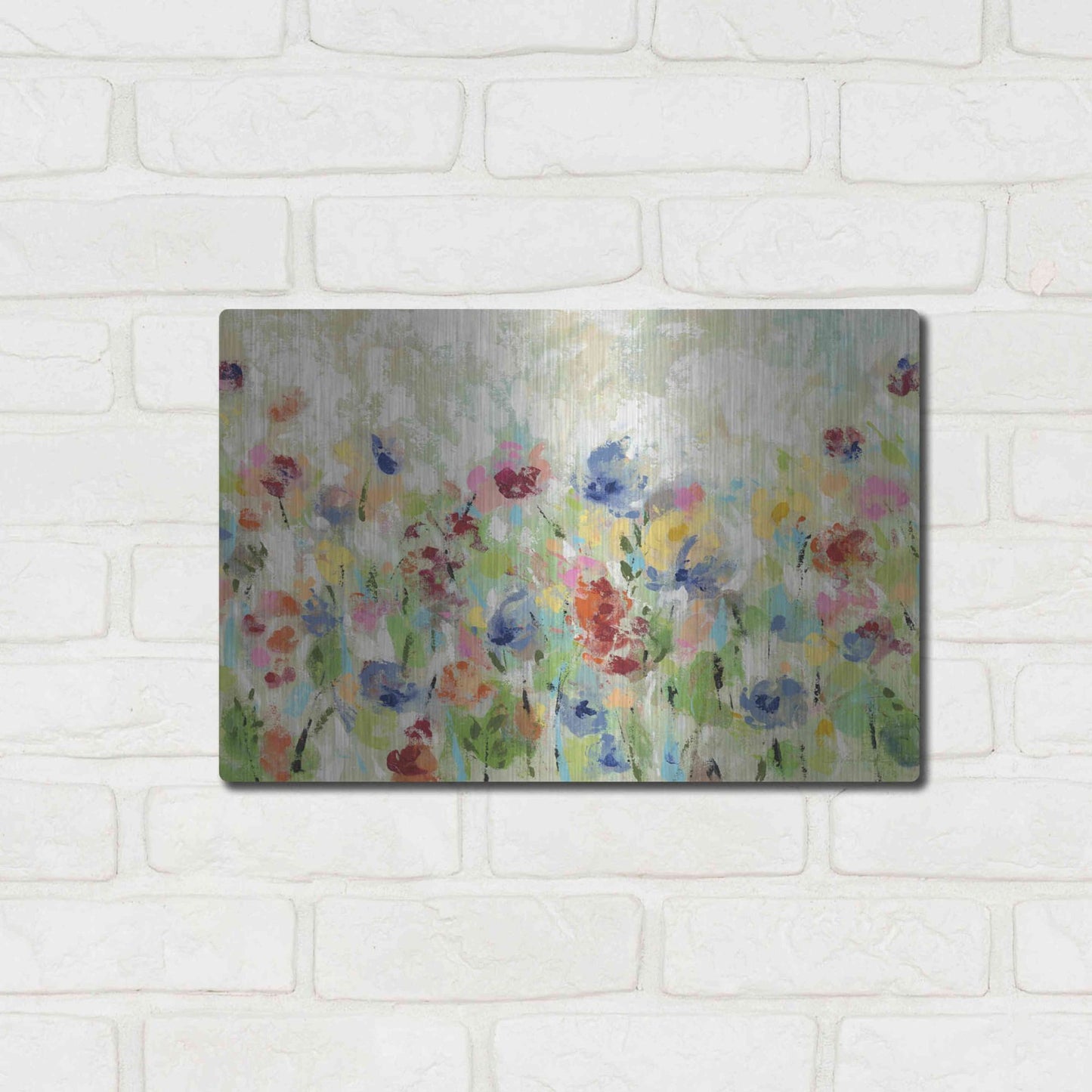 Luxe Metal Art 'Springtime Meadow Flowers' by Silvia Vassileva, Metal Wall Art,16x12