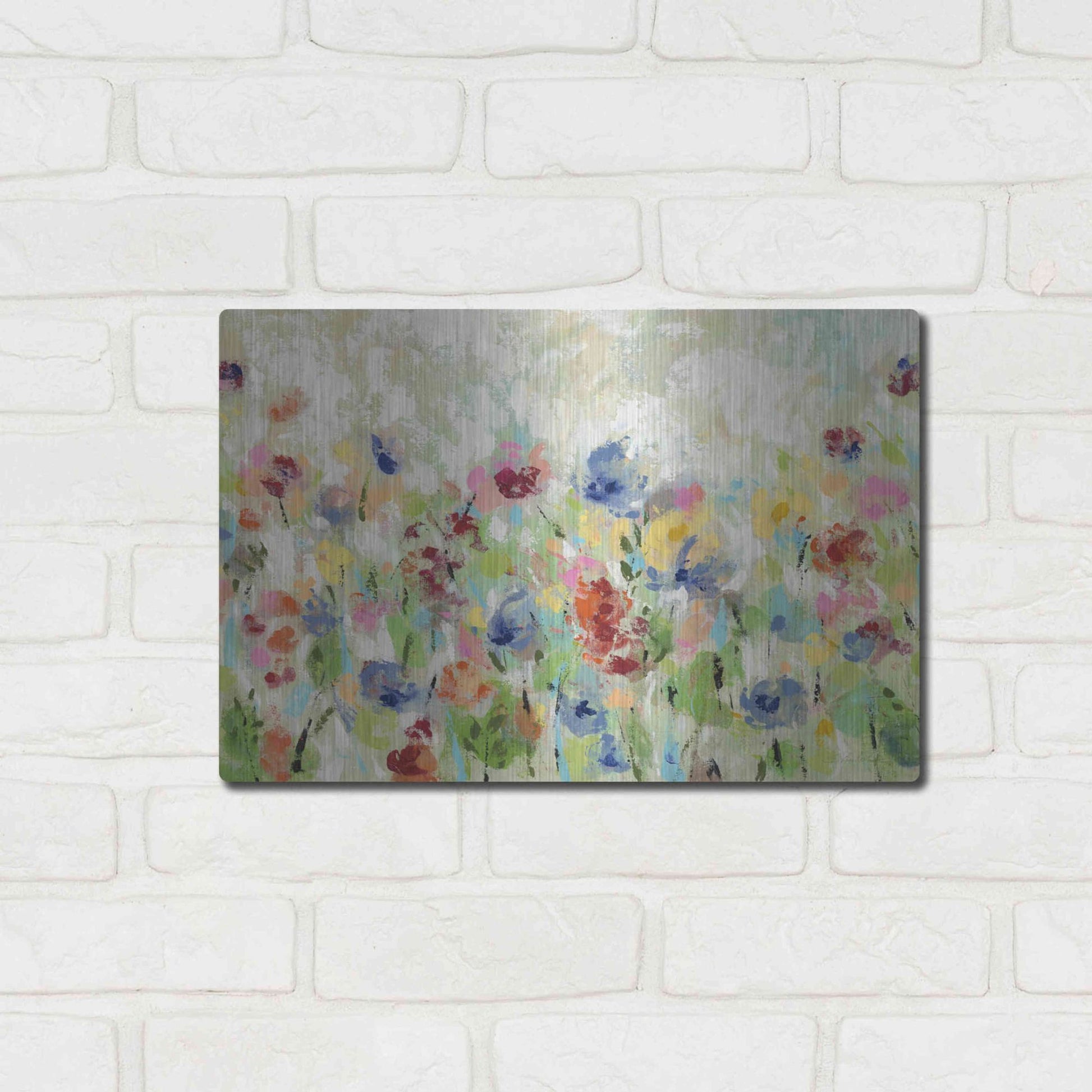 Luxe Metal Art 'Springtime Meadow Flowers' by Silvia Vassileva, Metal Wall Art,16x12